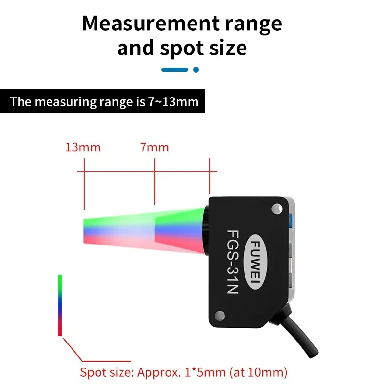 Color Mark Color Recognition Sensor RGB Photoelectric Sensing Switch Correction Color Sorting FGS-31N Digital Display PNP
