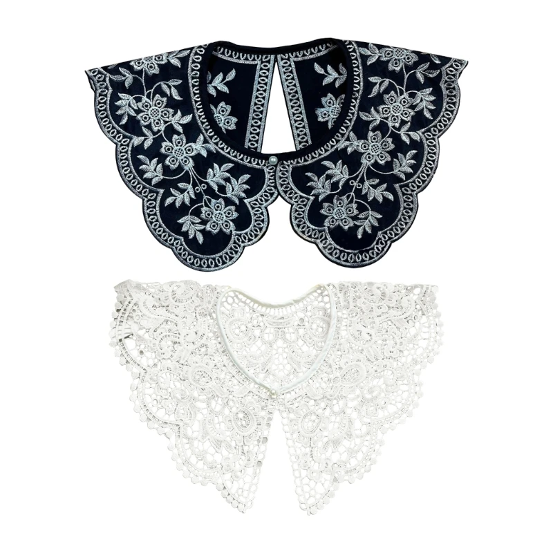 

2 Pcs Embroidery Collar Black Collar Women False Collar for Women Collar Detachable Collar for Dress Faux Collar LaceUp