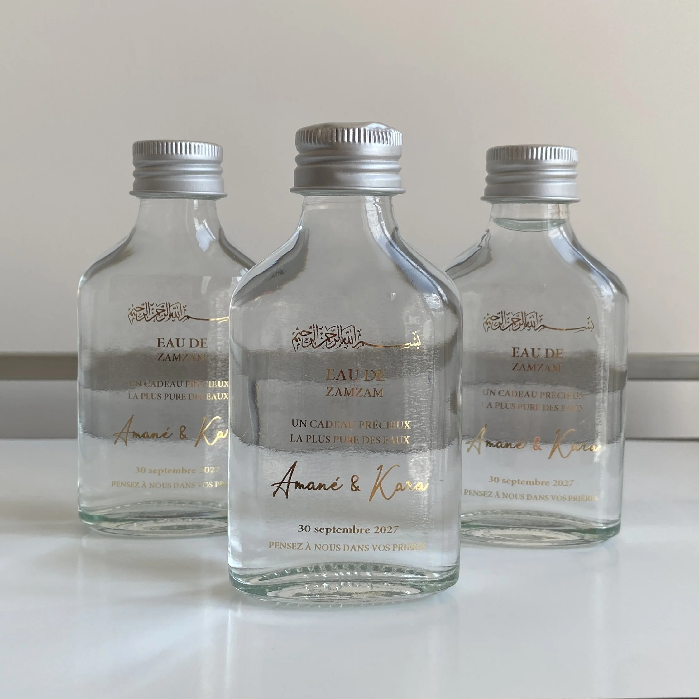 Personalized Wedding Label Zamzam Water Custom Rectangular Transparent 50ml Bottle Stickers Engagement Distributions Decor