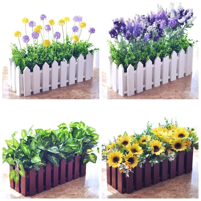 Waterproof widening plastic flower rectangle simulation plant corner shelter partition false green potted decorative flowers