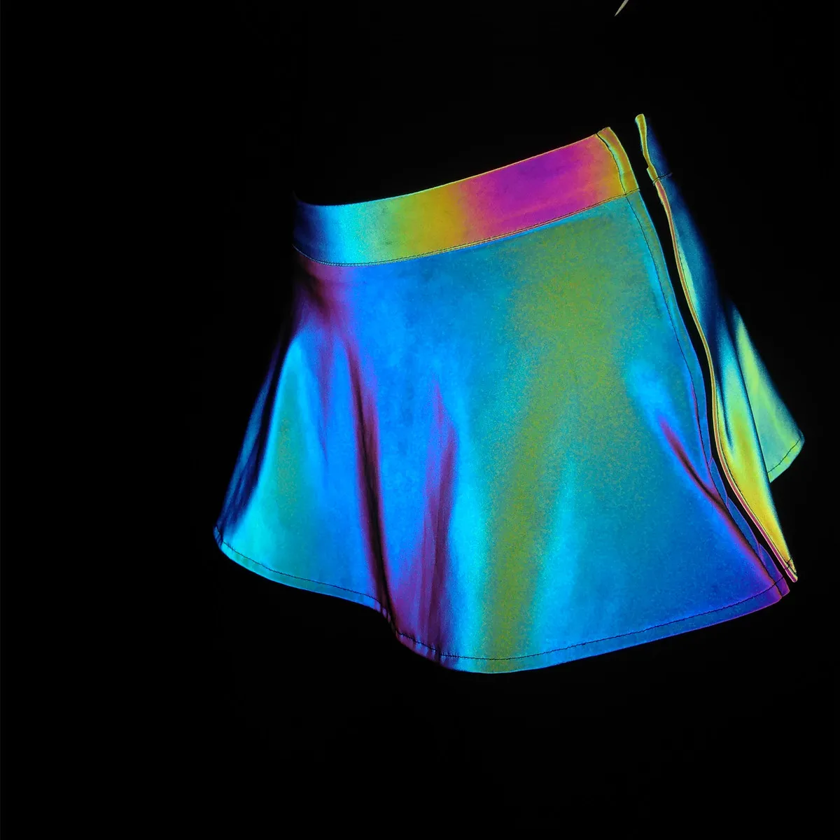 Colorful Reflective Skirt Sexy Nightclub Mini Skirts Side Zipper Girls Outdoor Sport Skater Hip Hop Bar Dance Wear Night Safe