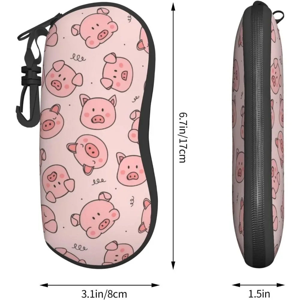 Cute Pigs Pink Glasses Case Pouch Prints Zipper Soft Eyewear Storage Box Outdoor Travel Portable Anti-pressione occhiali da sole Bag