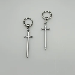 Gothic Grunge Medieval Sword Dagger Knight Dangly Long Earrings Stainless Steel Knife Weapon Drop Earrings for Women Men Unisex
