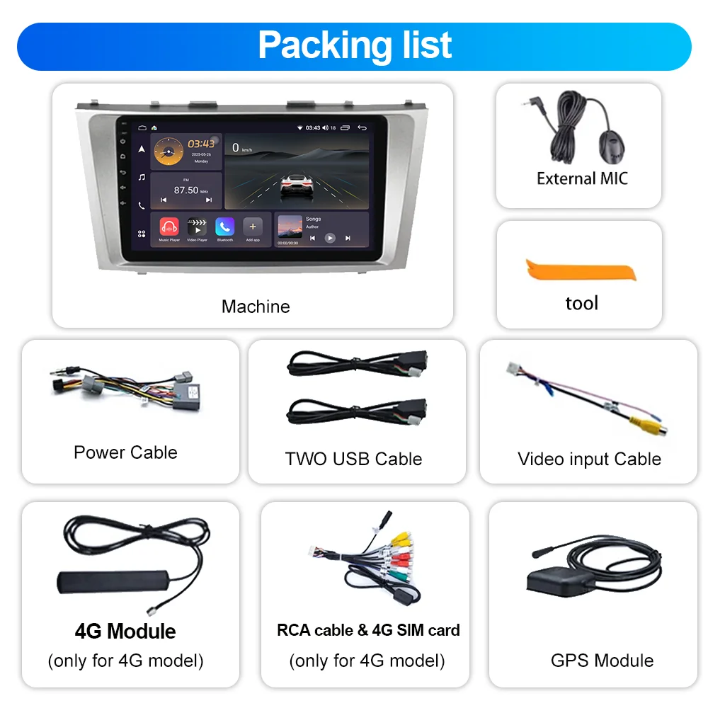 أندرويد 15 راديو السيارة لتويوتا كامري 2007 2008 2009 2010 2011 الملاحة لتحديد المواقع الوسائط المتعددة مشغل فيديو ستيريو Carplay السيارات واي فاي