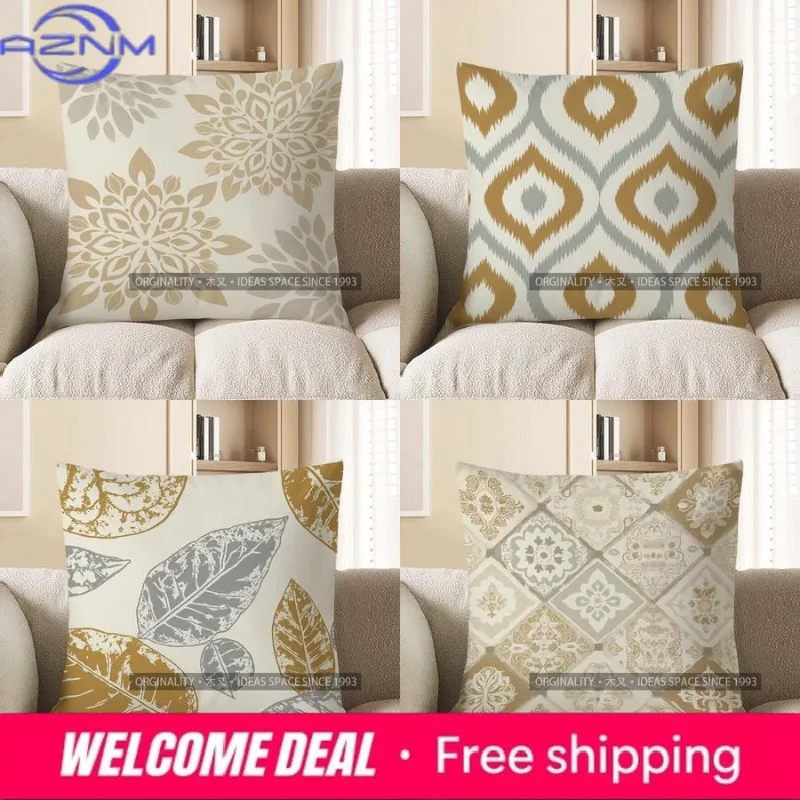 Home Decor Floral Mandala Pattern Throw Pillow Cover Pattern Cushion Cover Suitable For Sofa Bedroom Car Pillow Cover