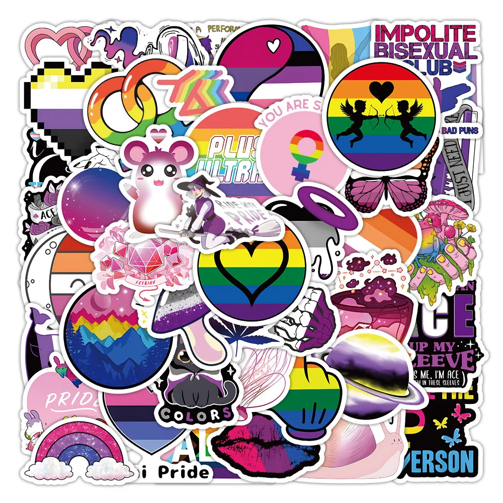 10/30/60PCS Purple LGBT Stickers Ins Decal Decoration Suitcase Scrapbooking Phone Laptop Stationery Cool Kid Toy Lesbian Sticker