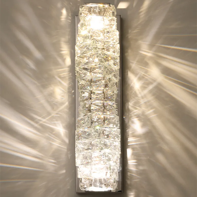 

3 Color Temperature Wall Lamp Crystal K9 LED Wall Light Chrome Gold Indoor Bright Wall Sconce for Living/Dining/Bed Room Hotel