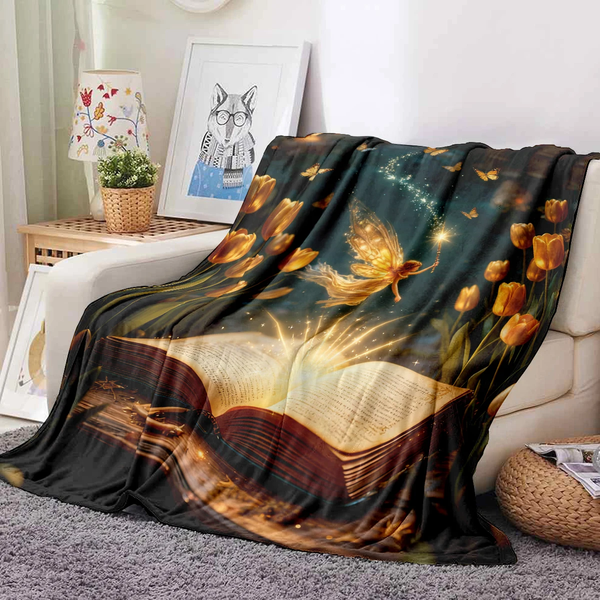 1 كتاب الحكاية الخيالية الفراشة السحرية بطانية الرياح حالمة غرفة الأطفال الديكور بطانية دافئة