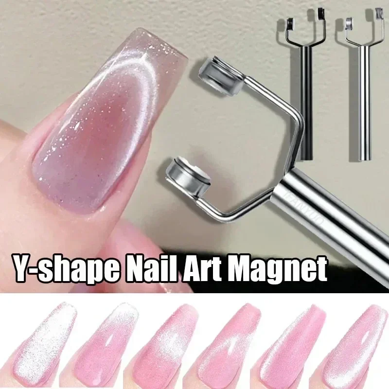 Y-shape tongkat kuat kepala ganda, alat seni kuku Cat kuku Gel UV mata kucing, tongkat Magnet manikur