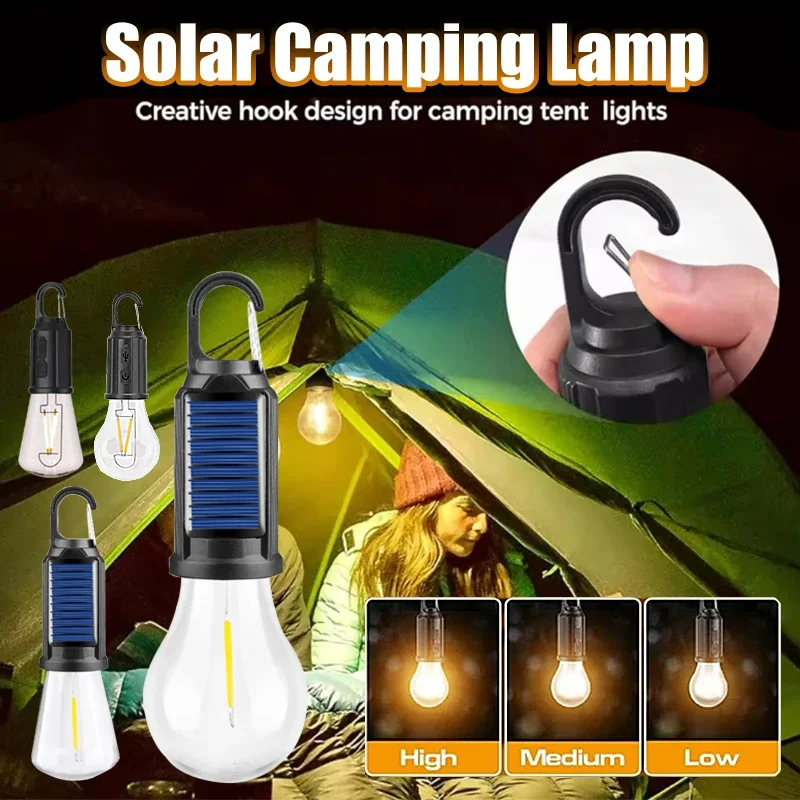 

Solar Camping Lamp Bulbs Outdoor Solar Powerd USB Charging Light Portable LED Night Lights Waterproof Flashlight for Camping