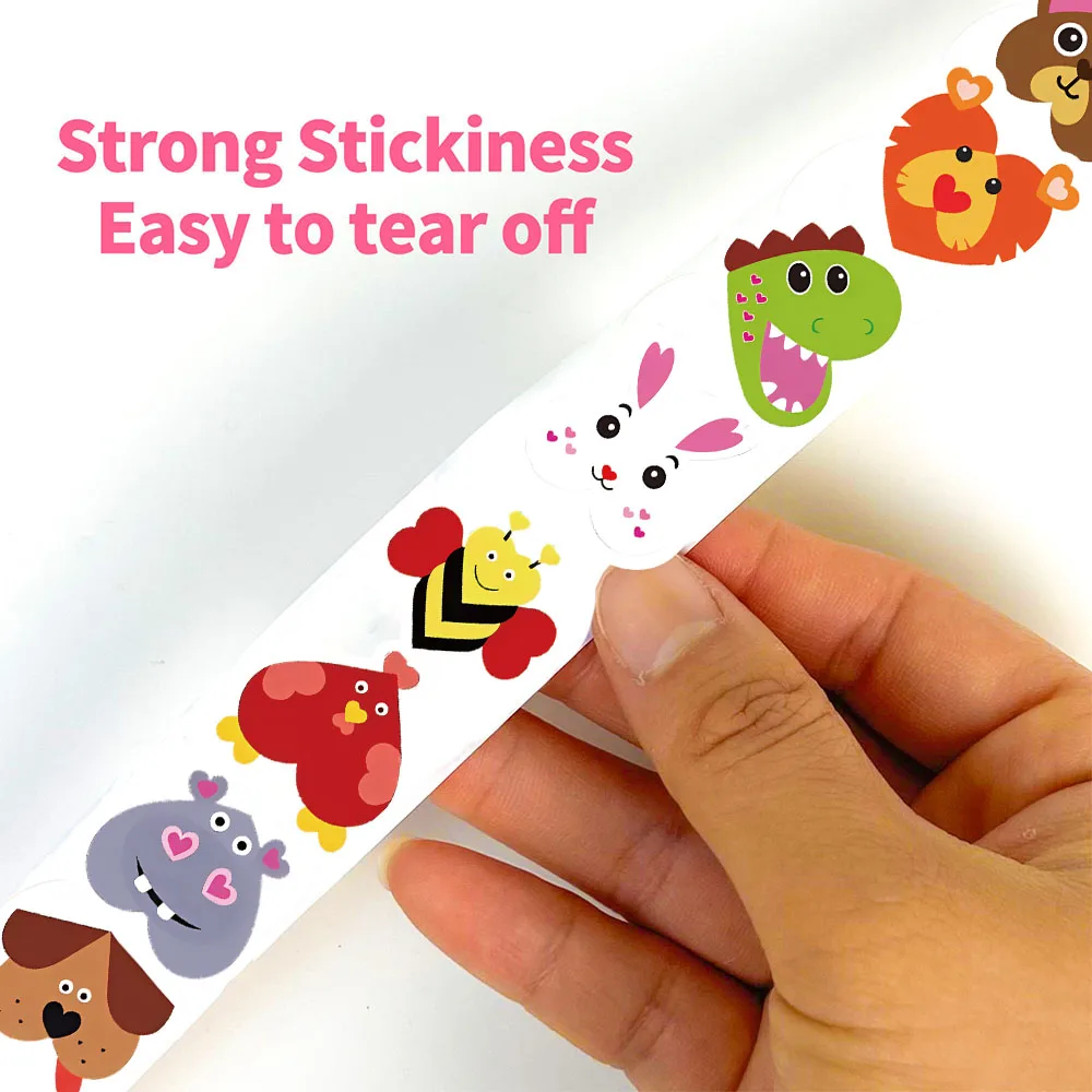 500개 동물 하트 모양 롤 스티커 노트북 오토바이 아트 라이프 스타일 스티커 전화 DIY 가방 전화 스티커