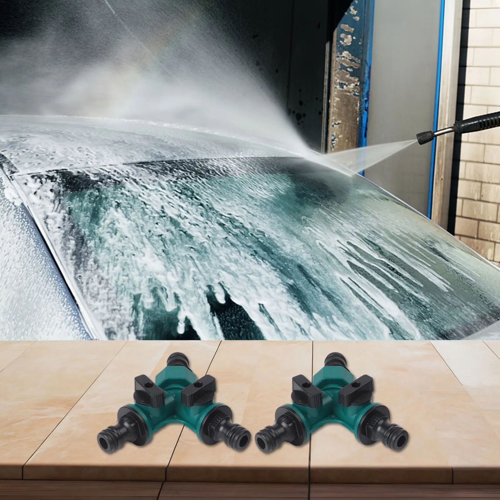 

Двойной соединитель шланга, 2-ходовой распределительный клапан, полив сада, удобная функция отключения, соединитель шланга для садоводства