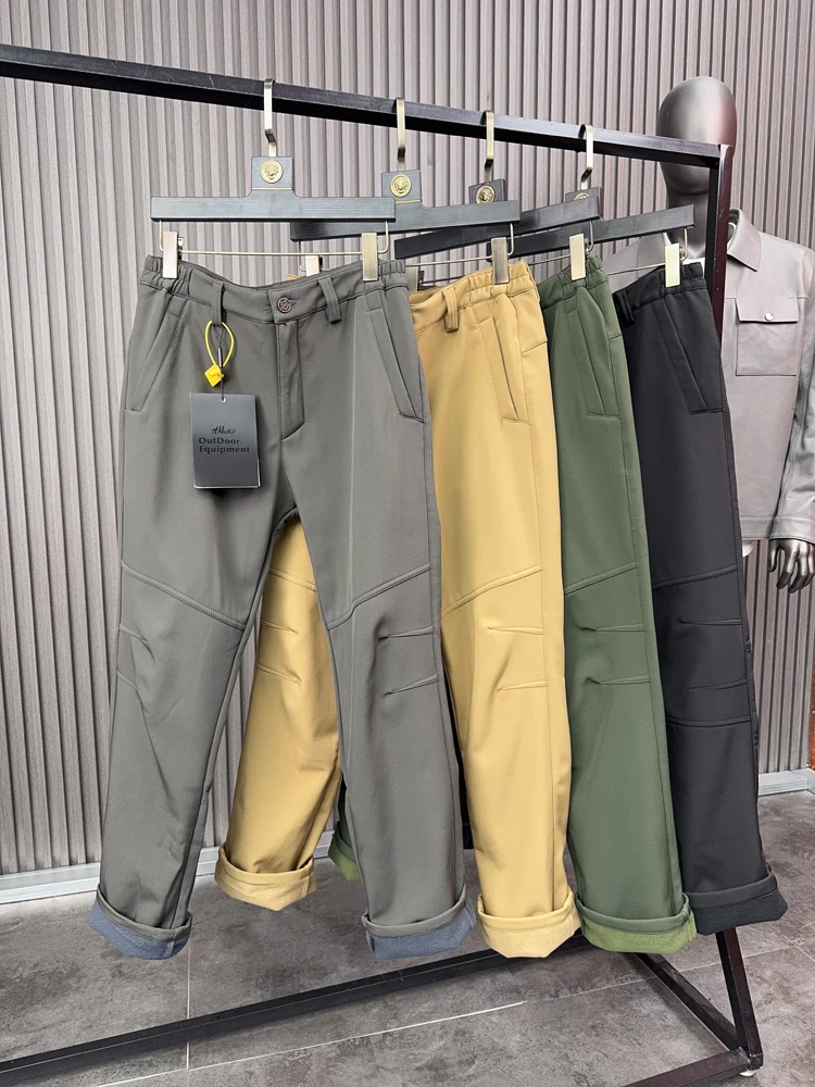 

Men's Outdoor Windproof Fce Lined Straight Leg Pants Warm Casual Trousers Autumn Winter Faion Urban Sle Color