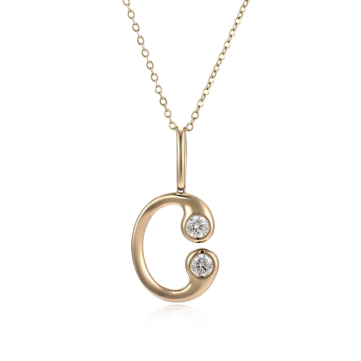 

Provence Jewelry Lab Diamond 14K Gold Necklace with Round Cut Solitaire Pendant Thin Chain Wedding Anniversary Gift for Women