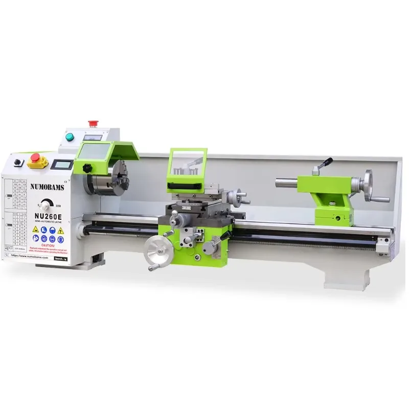 NUMOBAMS NU260E Horizontal Bench Lathe Machine 260mm Swing 1500W 220V Medium Duty Manual Precision Metal Turning Lathe