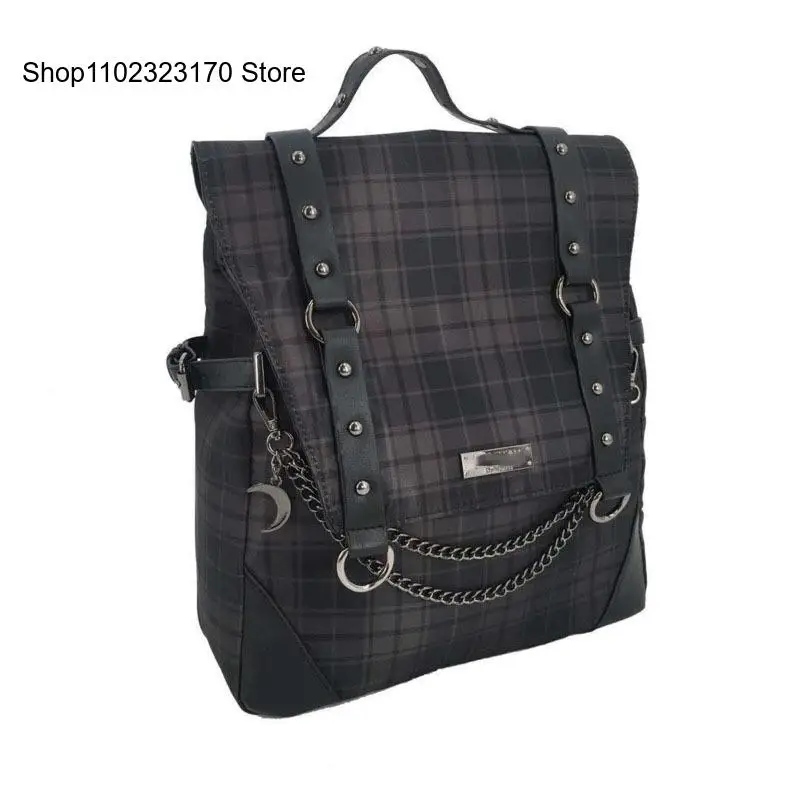 Girls Bagpack Women Plaid Gothic Punk Rock Backpack Techwear Goth Gothic Sac A Dos Mochilas School Bags for Teenage