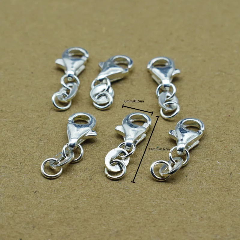 Steel/Silver Plated Copper Lobster Clasp Bracelet Links, 10pcs