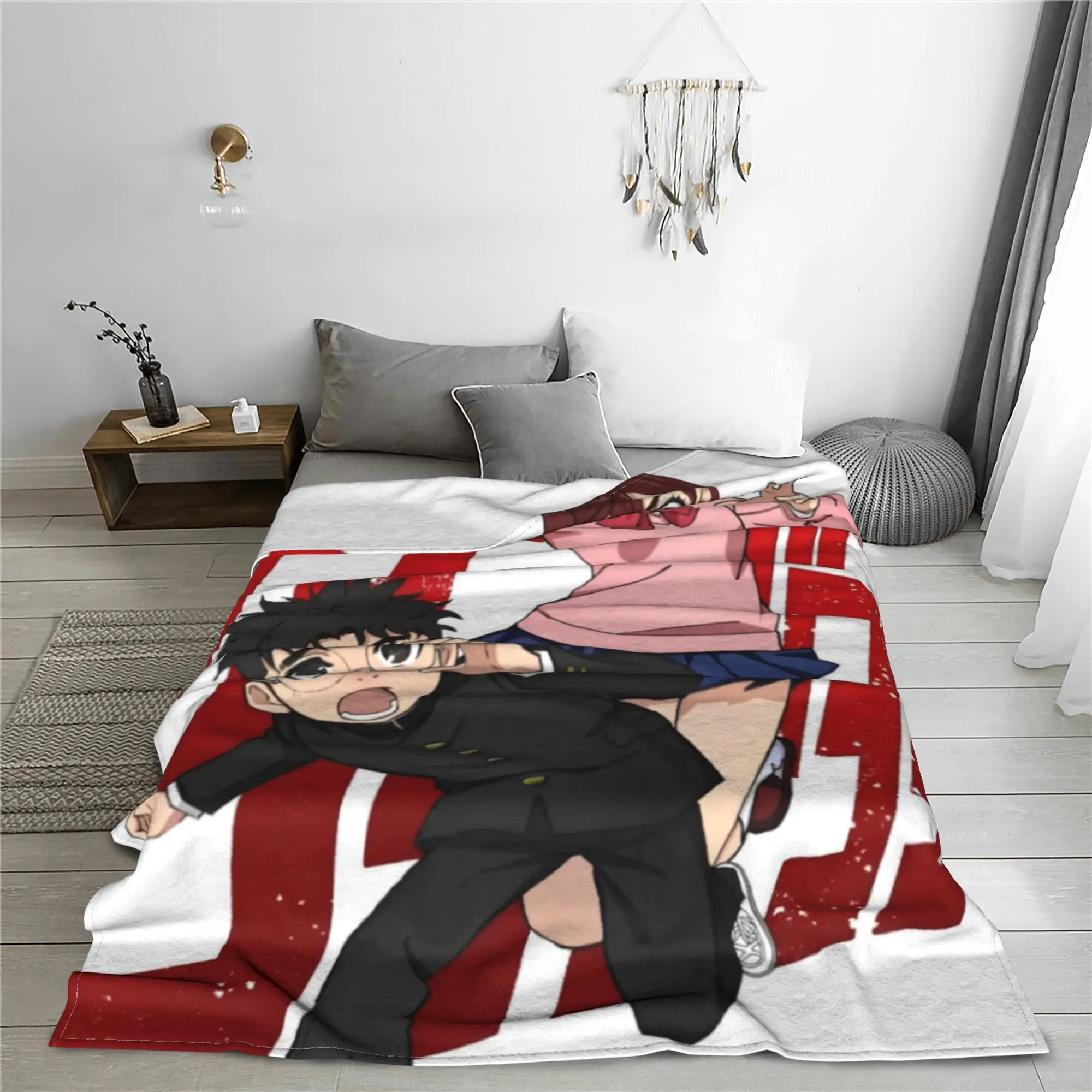 Dandadan Okarun Momo Knitted Blanket Anime Mange Takakura Ken Flannel Throw Blanket Couch Ultra-Soft Warm Breathable Rug Piece