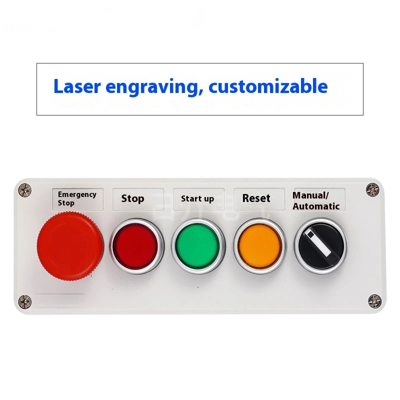 صندوق التحكم في زر إيقاف الطوارئ 12345 فتحة التبديل في الهواء الطلق غير نافذ للمطر بدء إيقاف مؤشر ضوء صندوق بلاستيكي IP65 #5