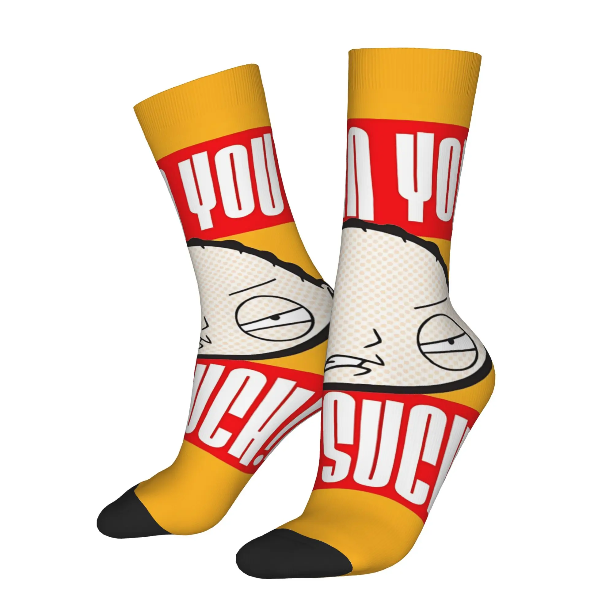 

1 Pair Funny Happy Men's compression Sock The Underlying Sweetness Vintage Harajuku Stewie Brian Hip Hop Novelty Crew Sock