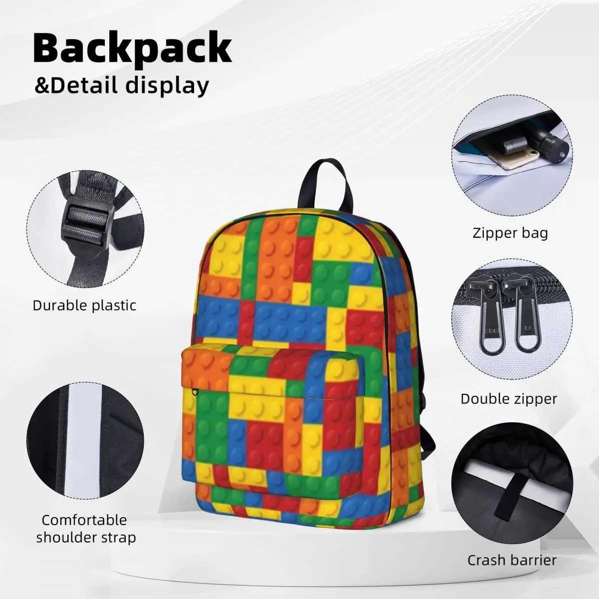 Building Toy Blocks Backpacks Student Book bag Shoulder Bag Laptop Rucksack Casual Travel Rucksack Children School Bag