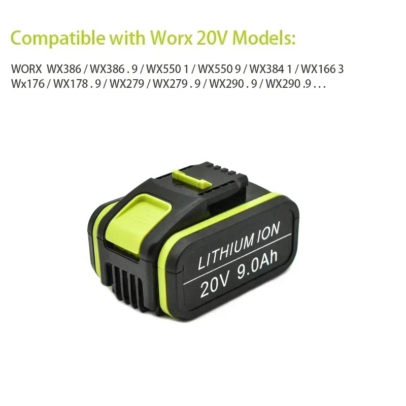 Worx baterai Li-Ion 20V Max 18000mAh, alat baterai dapat diisi ulang WA3551 WA3551.1 WA3553 WA3641 WX373 WX390