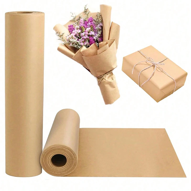 

1-рулонная однотонная подарочная упаковочная бумага, коричневая кожаная бумага, коричневая крафт-бумага, принадлежности для букета, подарочная упаковка ко Дню святого Валентина