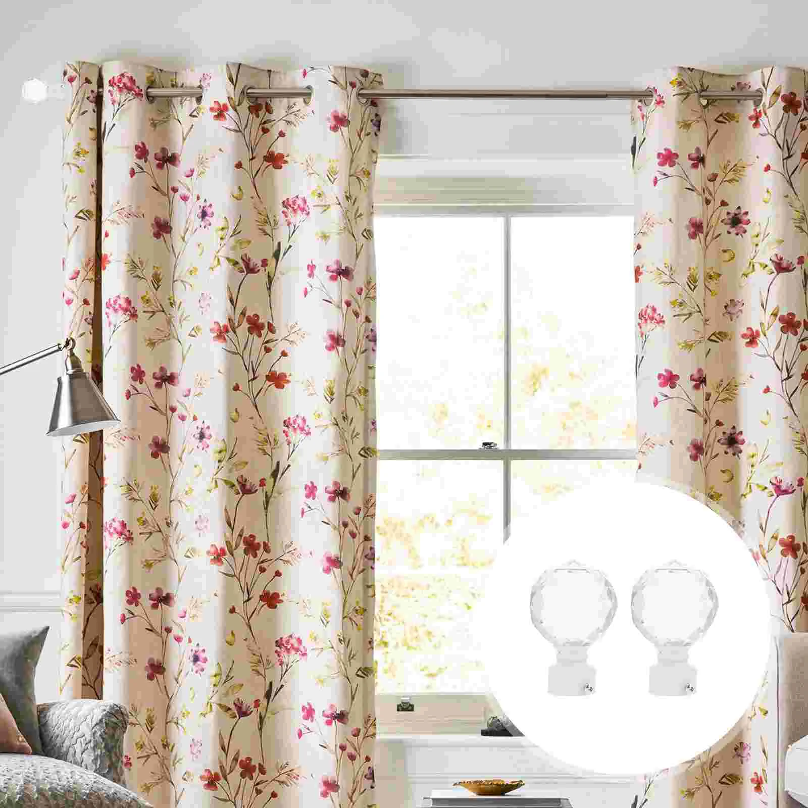 2 Pcs Curtain Rod Decoration End Caps Bar Sheer Curtains Flapper Accessories Home Decorative Final Supplies