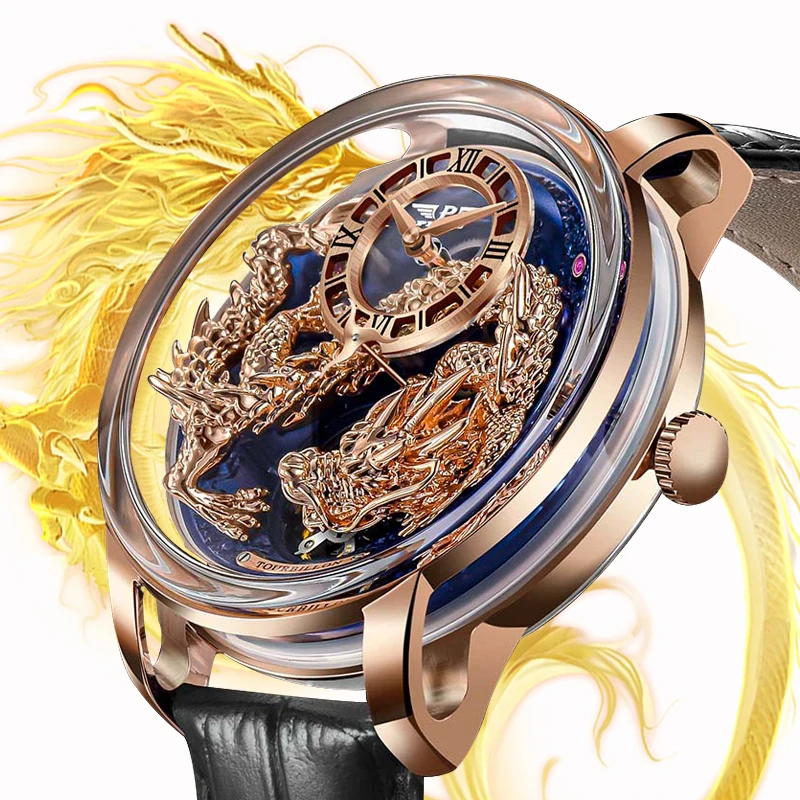

PINDU Design NEW Golden dragon Dial Men Mechanical Watch Sapphire Waterproof toplevel Automatic Mechanical Watch M2791B Movement