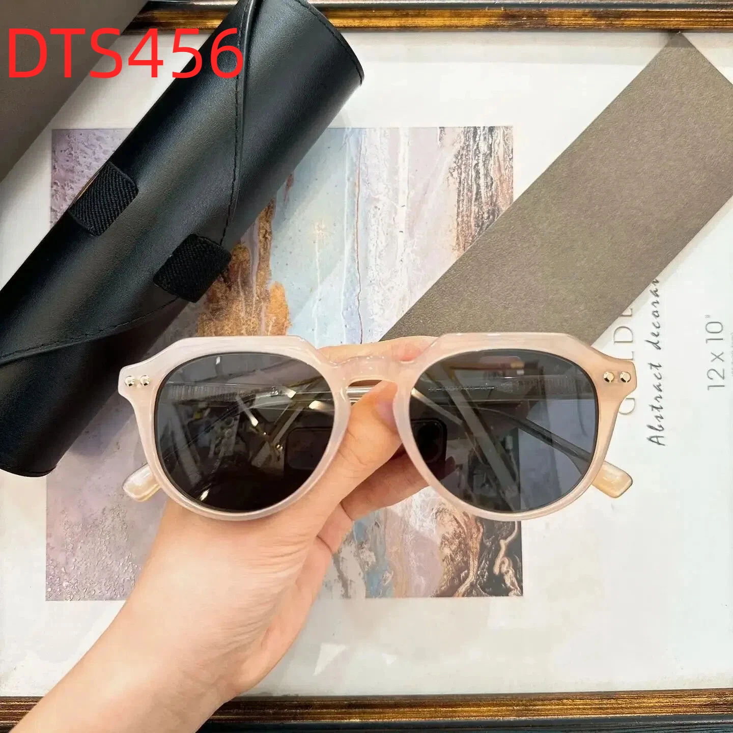 

New DT DTS456 Luxury Designer Premium Vintage Casual Womens Sunglasses Stylish Pink Acetate Frame Men's Sun Glasses With Box