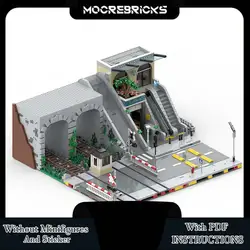 MOC City Transportion Scene Subway Entrance And Underground Station Tunnel Architecture Building Blocks Model Toys Sets For Kids