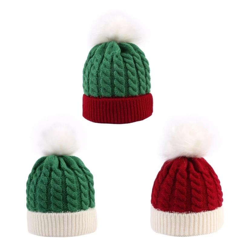 Baby Christmas Bonnet หมวกปอมนุ่มและระบายอากาศได้ หมวกแฟชั่นสำหรับทารก Bonnet 40JC