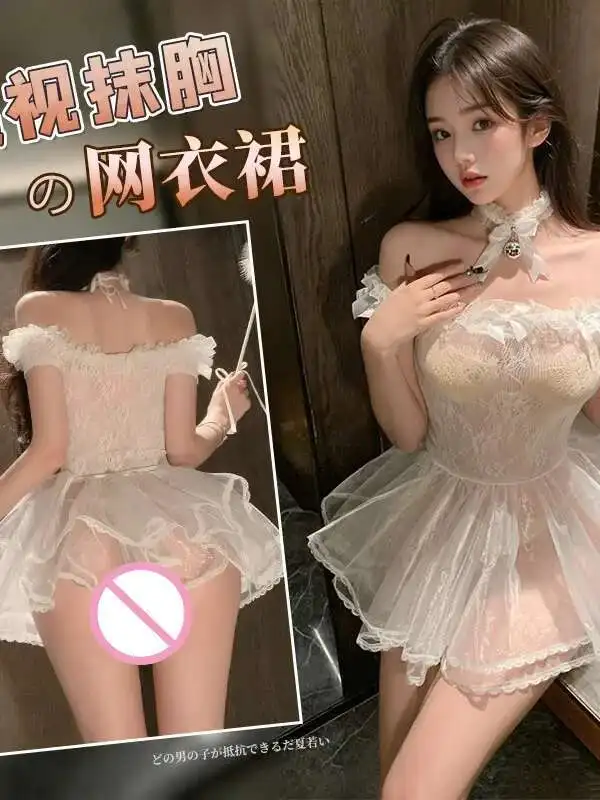 New Sexy 2025 Slash Neck Off Shoulder Lace Bow Mesh Sheer Short Sleeve Dress Women Cinching Waist Slim A-line Short Dress TVVV