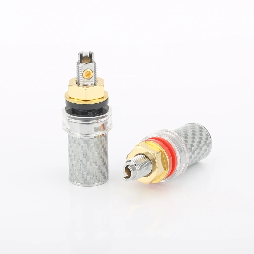 4xAudiocrast PS009 ลําโพงคาร์บอนไฟเบอร์ชุบโรเดียม amp Terminal Binding Post High End