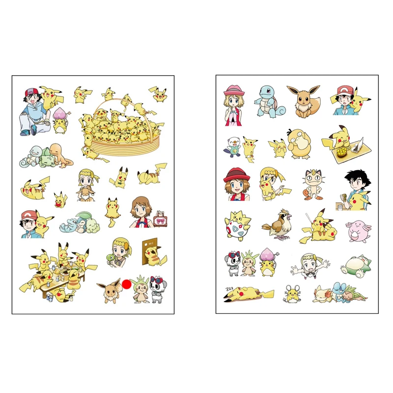 2/8 pezzi Pokemon Pikachu Kawaii Cartoon adesivi fai da te figure di cartoni animati adesivi per conti a mano materiale bambini come regali di compleanno