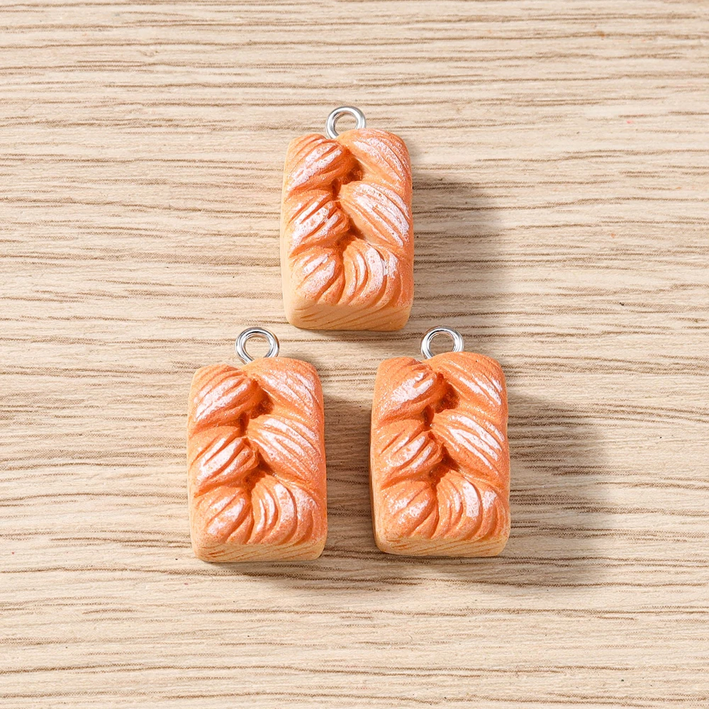 Tusember 10 Stück Niedliche Waffel-Croissant-Anhänger aus Harz, Keks-Anhänger für DIY-Schmuck, Schlüsselanhänger, Armbänder und Bastelzubehör – Detail 9