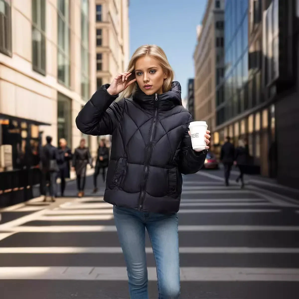 

2025 New Women Winter Jacket Winter Slimming Short Lightweight Cotton Female Pure Color Hooded Coats Thicken Warm Padded Jacket
