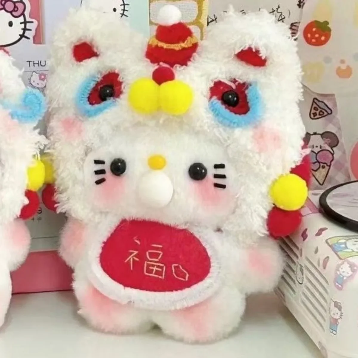 2025 nowy Hello Kitty pluszowe oryginalne Miniso Cartoon nowy rok przebudzenie lew lalka pluszowy śliczny Kuromi brelok wisiorek dekoracja