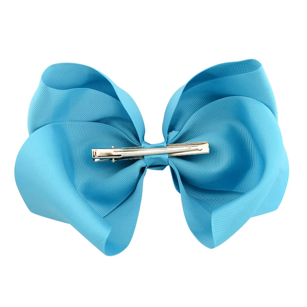 8Inch 1piece Kids Colorful Big Hair Bow Solid with Clip Boutique Solid Grosgrain Hairpins Hair Accessories Hairclips Wholesale