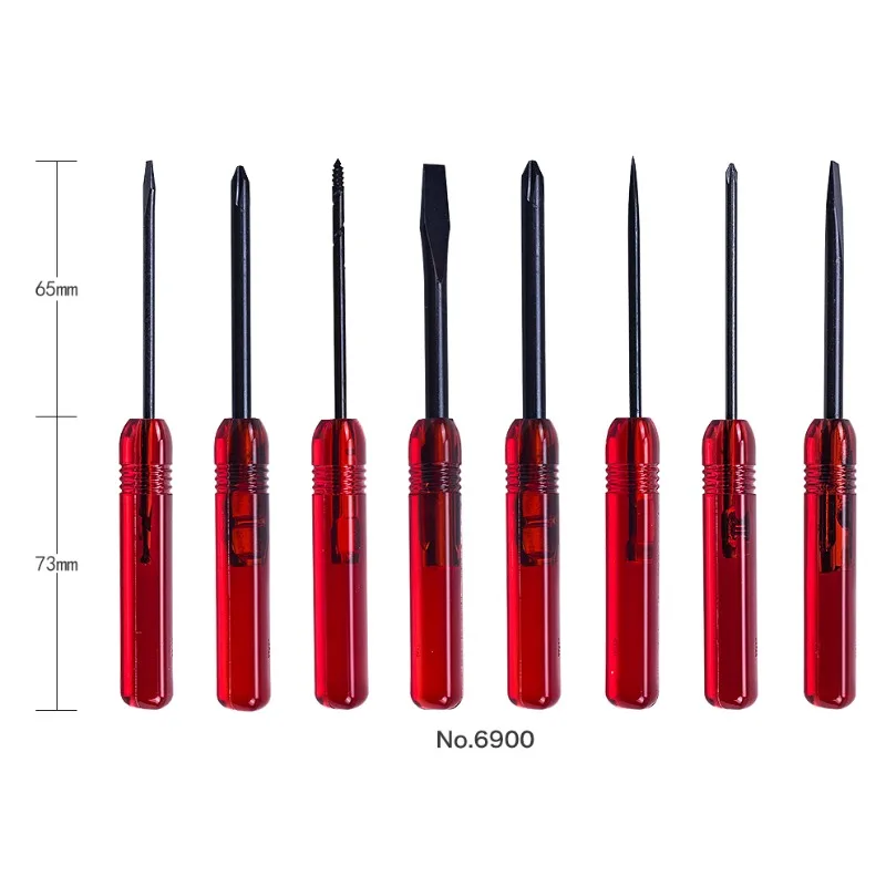 ANEX NO.6900 9-Piece Screwdriver Set, Slotted/T-Ratchet Replaceable Bits, Japanese Precision Hand Tool view 4