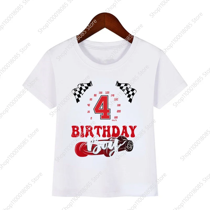 Fashionable new boys' t-shirts with cool racing patterns and printed digital children's t-shirts casual and trendy boys'clothing