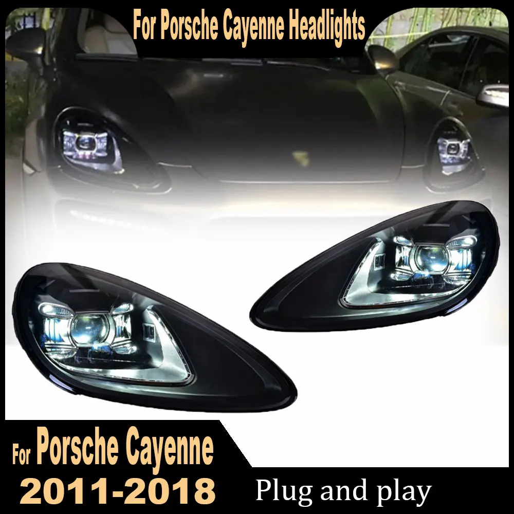 2pc Head Lamp for Porsche Cayenne LED Headlight 2011-2018 Headlights Cayenne DRL Turn Signal High Beam Assembly Plug and play