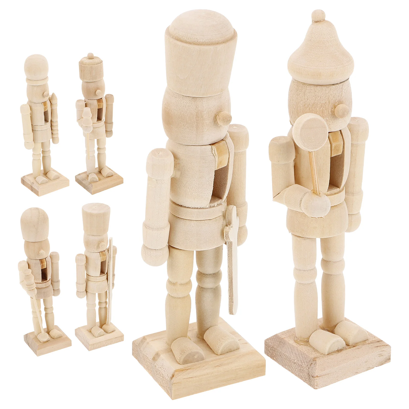 

6 Pcs Puppet White Embryo Walnut Soldier Nutcracker Christmas Decorations Ornament Giant 150cm