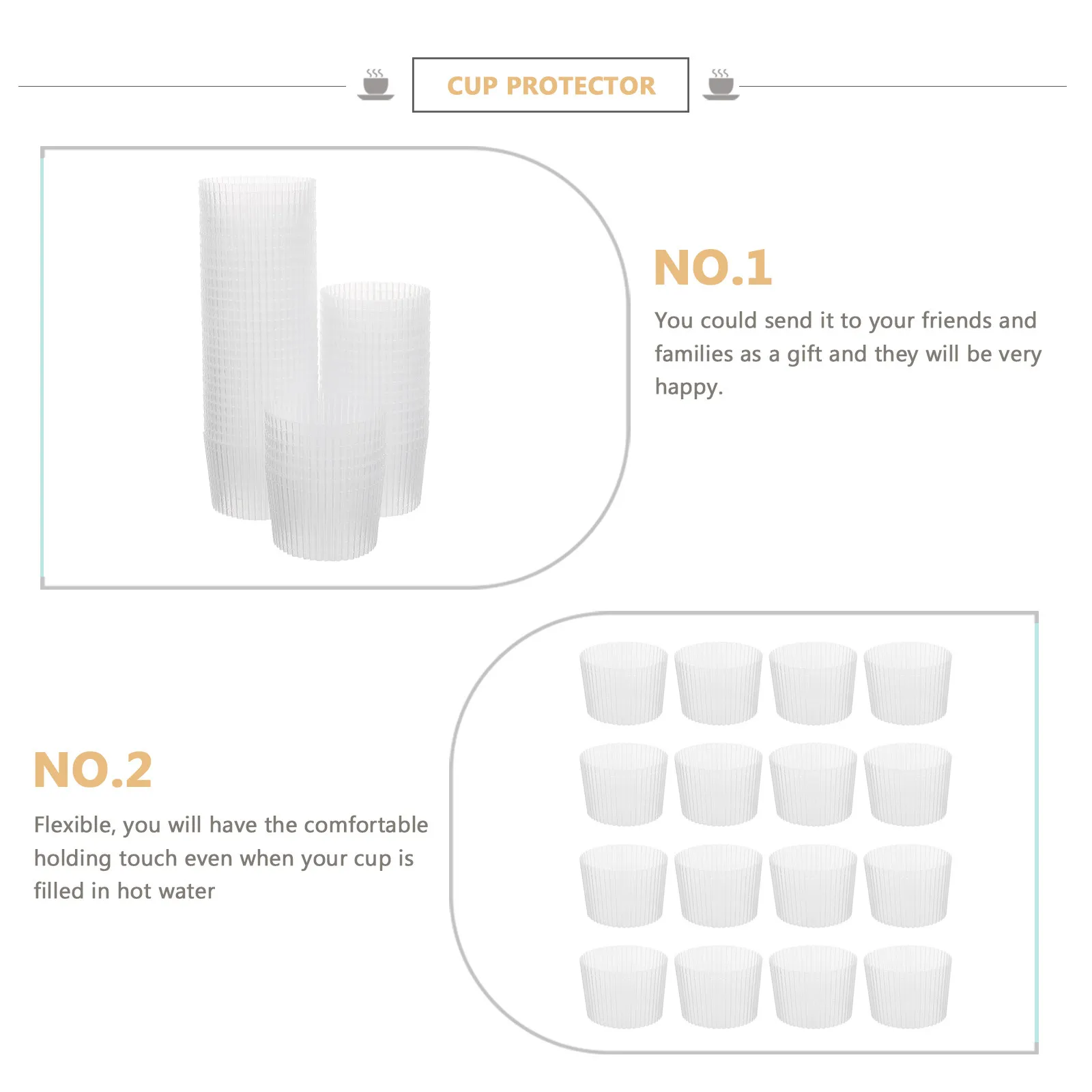 

100Pcs Universal Cup Protector Transparent Insulated Sleeve for Coffee Tea Bottle Scratch Drop Protection Home Kitchen Office
