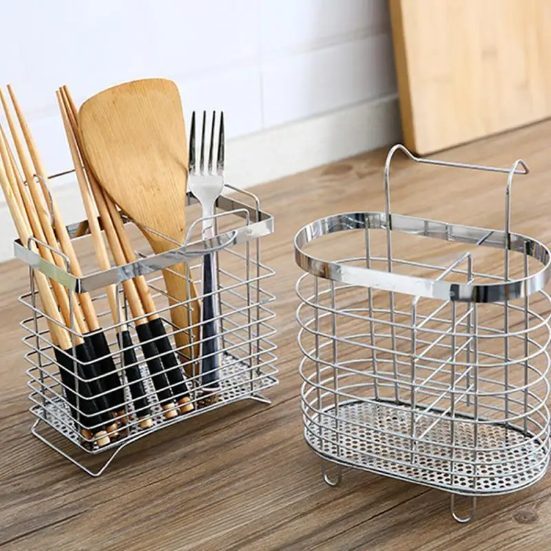 Metal Hanging Cutlery Holder Drainer Spoon Fork Chopsticks Storage Basket Rack Kitchen Tool Organizer Tableware Tube Jy25 20