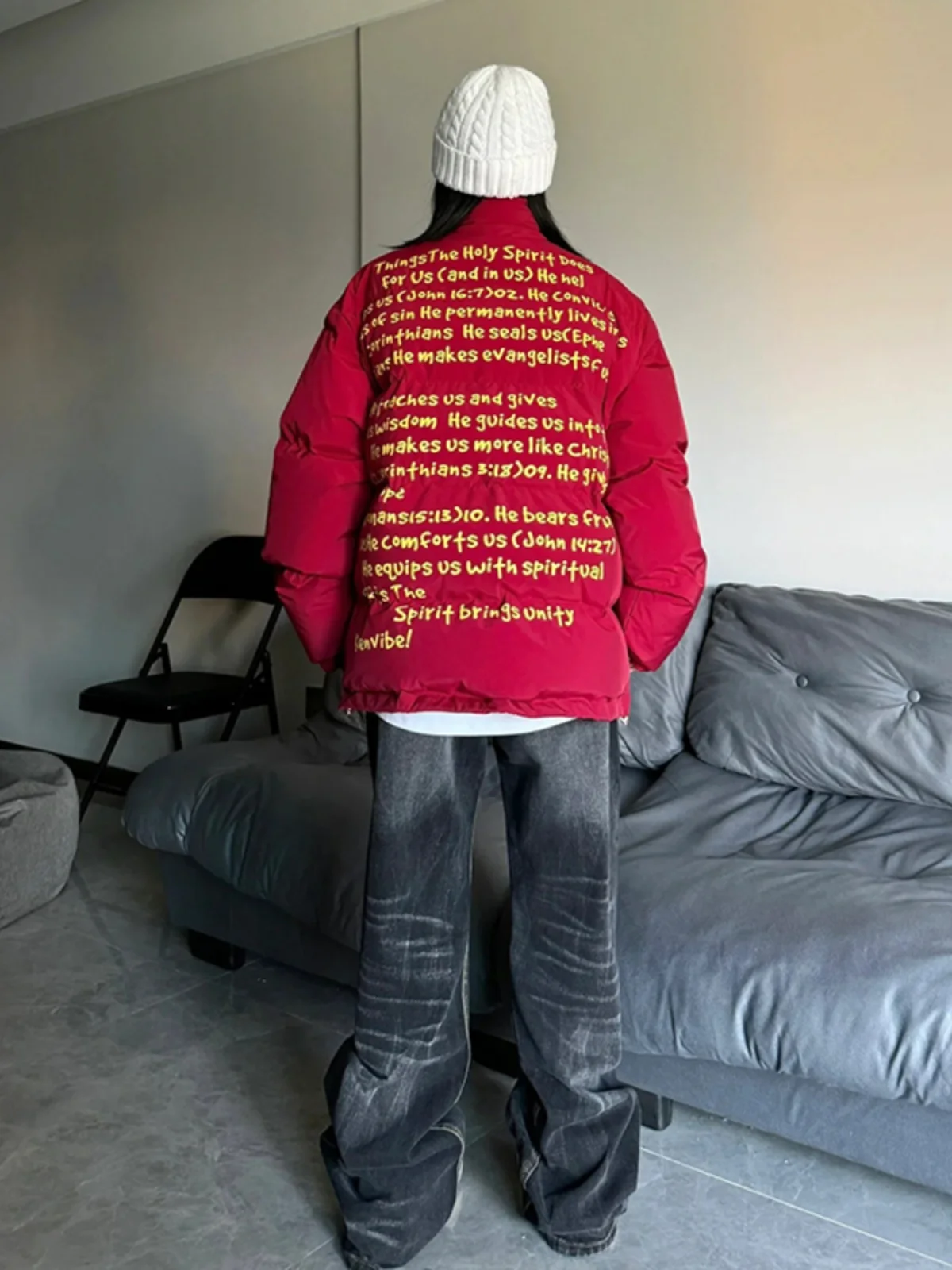 

Warmth Thiened Men's Cotton Jaet Autumn Winter Sle Printed Letter Casual Outerwear Youth Faion Stand Collar Zipper