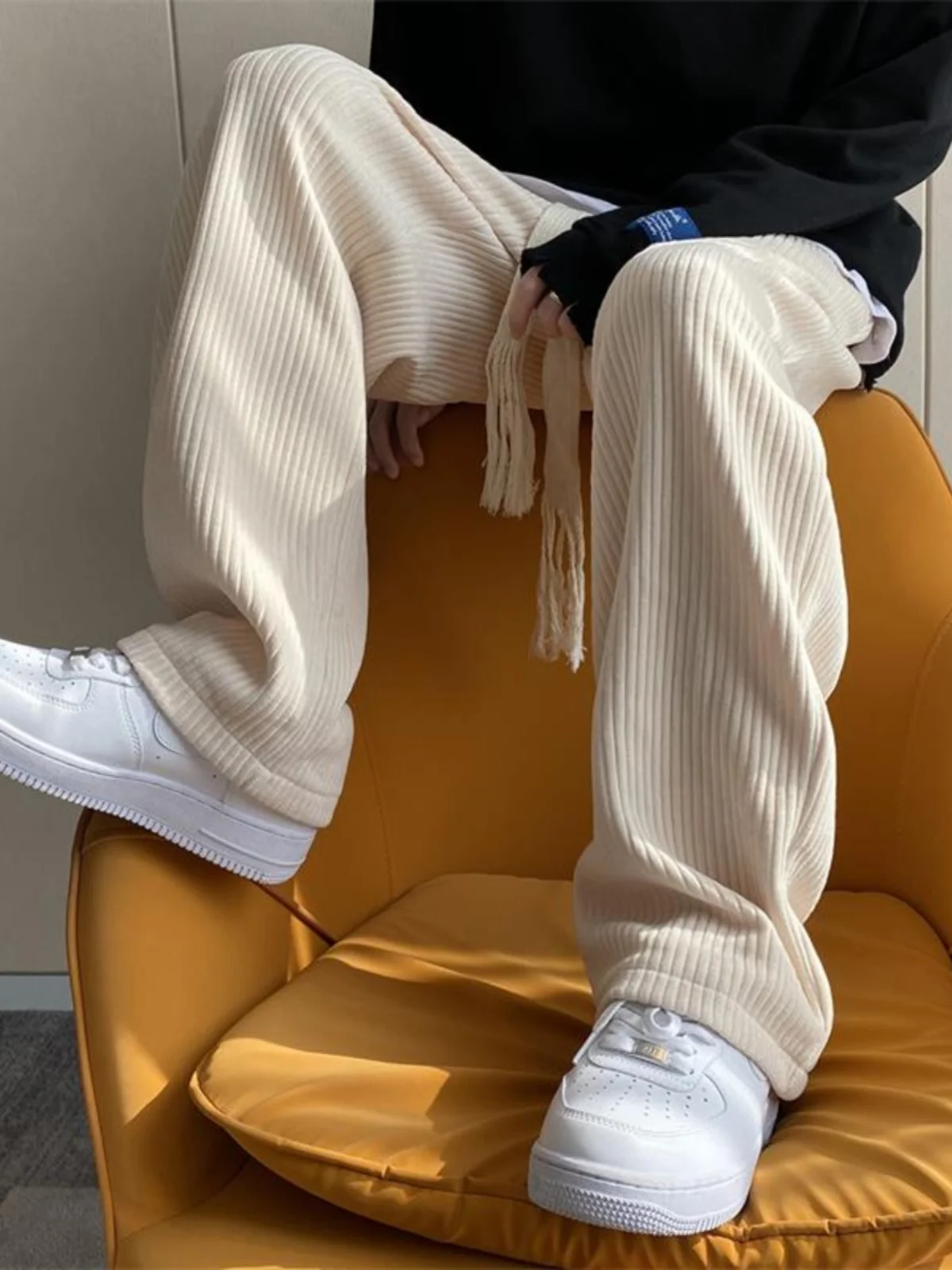 

Corduroy Men's Casual Pants Spring Autumn Winter High Street Versatile Loose Straight Leg Spor Trendy Long Trousers