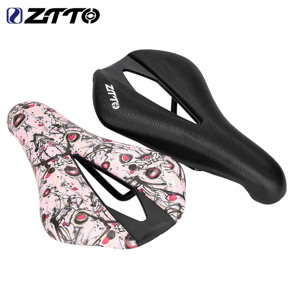 

ZTTO Comfortable Bicycle Saddle MTB Hollow Breathable Racing Soft PU Cycle Wide Large Mountain Road Bike Seat Ergonomic Cushion