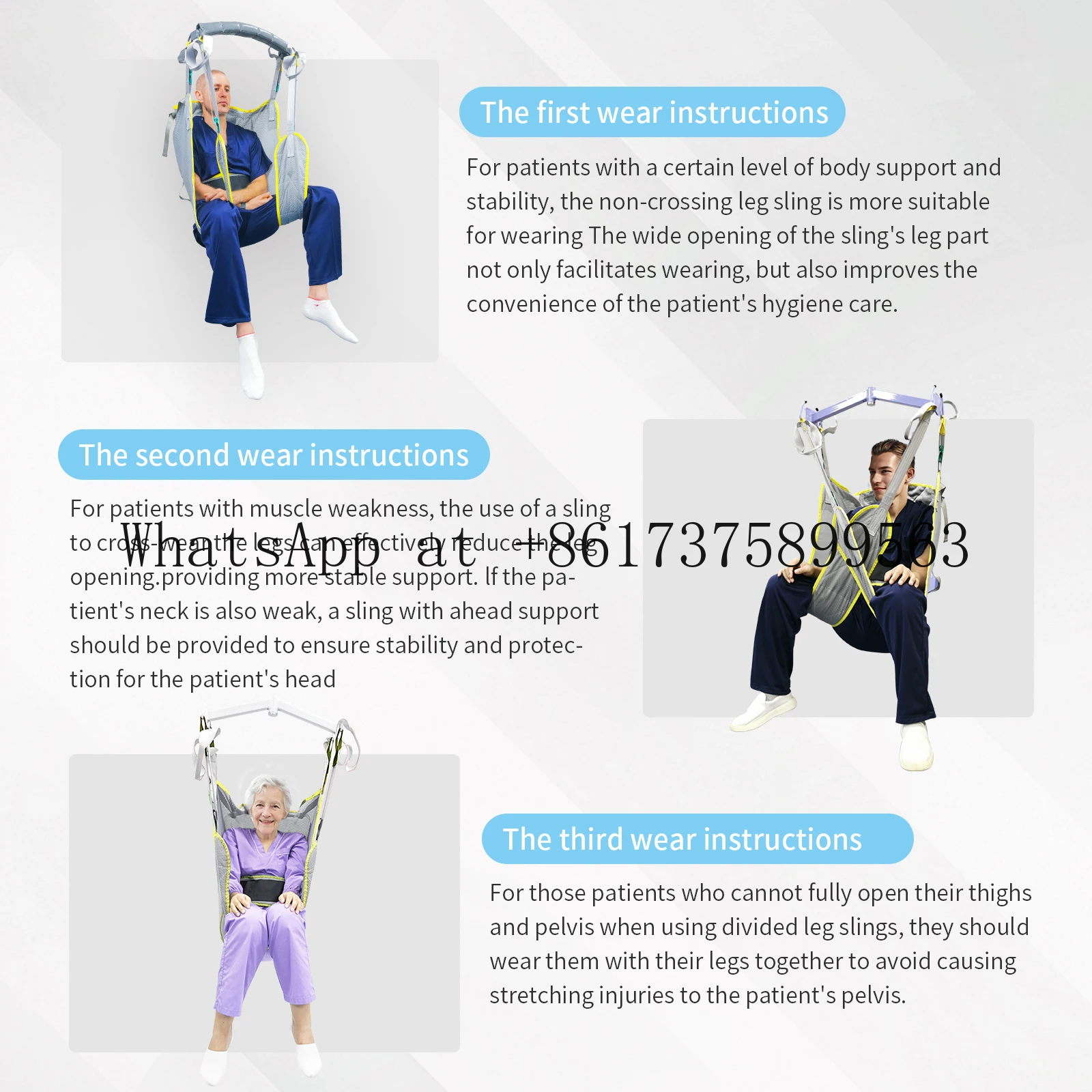 Ehucon 230 kg Hygienic Mesh Lift Sling le Patient Transfer Harness for Hoyer Hoist