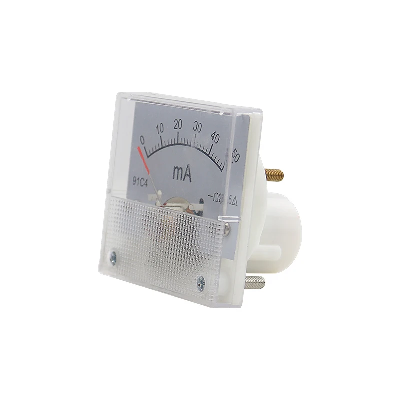 91C4 Ammeter DC Analog Current Meter Panel Mechanical Pointer Type 1/5/10/20/30/50/100/200/300mA Milliammeter